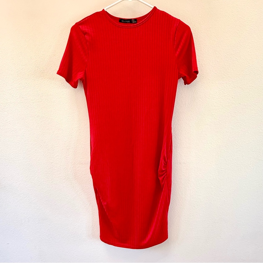 Red Short Sleeve Maternity Dress